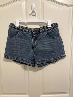 Route 66 Low Rise Denim Shorts with Braided Waistband Size 14